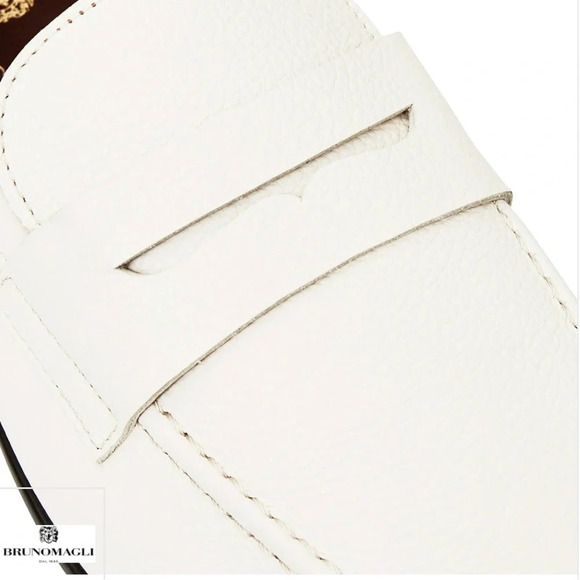 Bruno Magli Lastra Leather Slip-on Loafers Off White Size 8 Italian - Picture 6 of 12